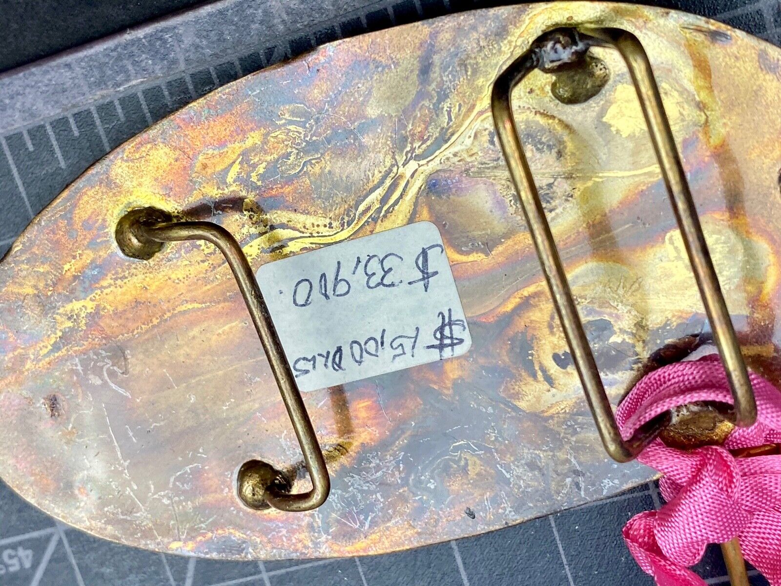 Vintage India inspired mixed metal artisan belt buckle