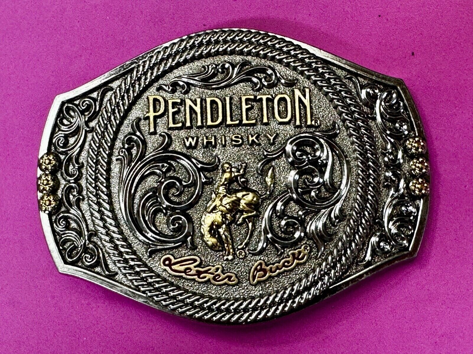 2021 PENDLETON Whisky Let'er Buck Rodeo Cowboys Montana Silversmiths Belt Buckle