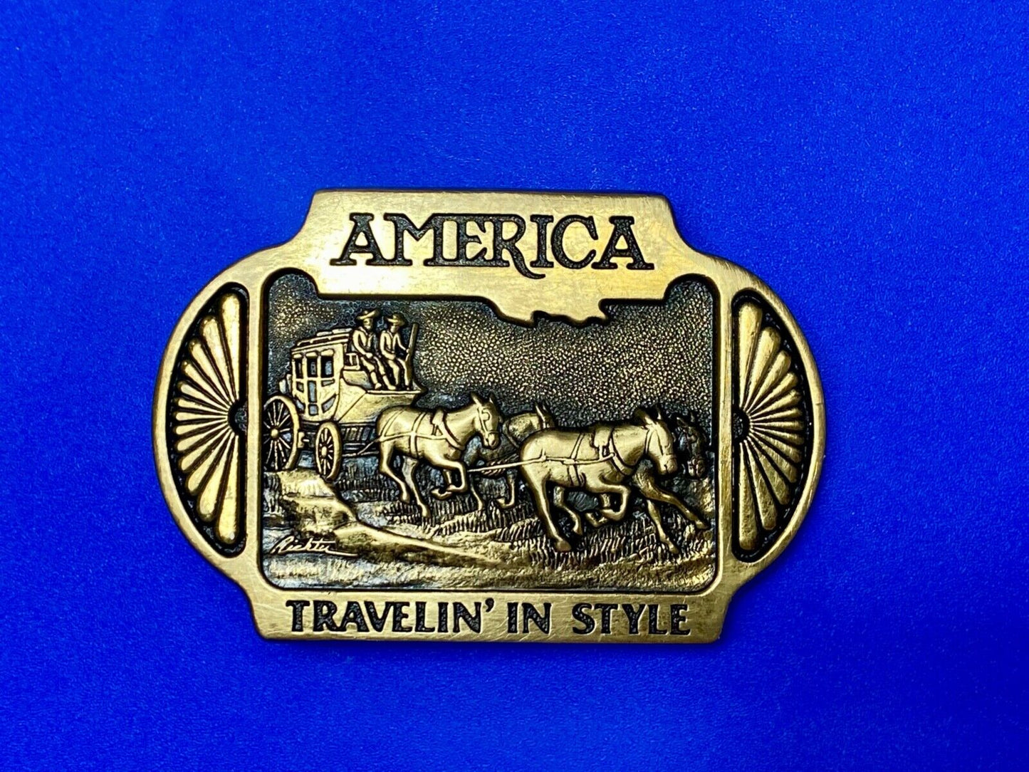 America, Traveling in Style  - Western Savings Series 1 Vintage belt buckle