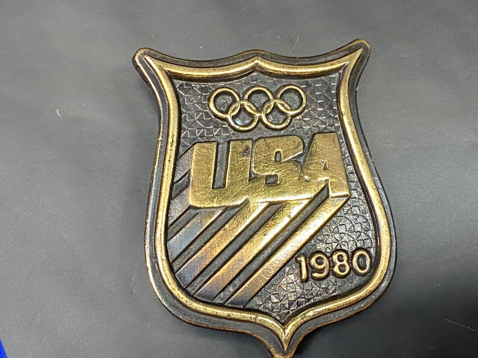 1980 Olympic Winter Games commemorative BELT BUCKLE by Bergamot Brass Works