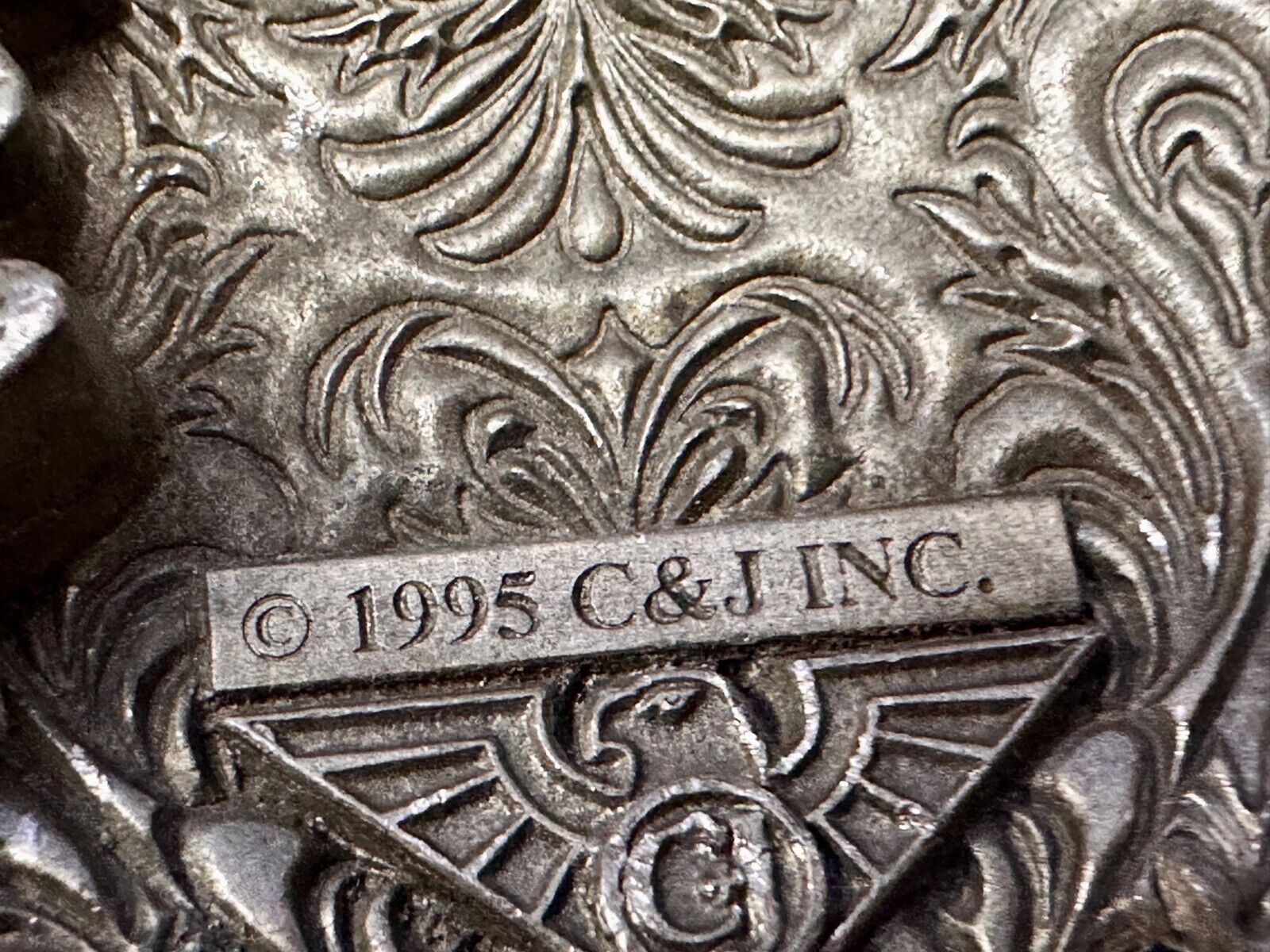 Triple Hearts Flower Swirl VTG 1995 Western Cowboy Cowgirl Belt Buckle C&J Inc.