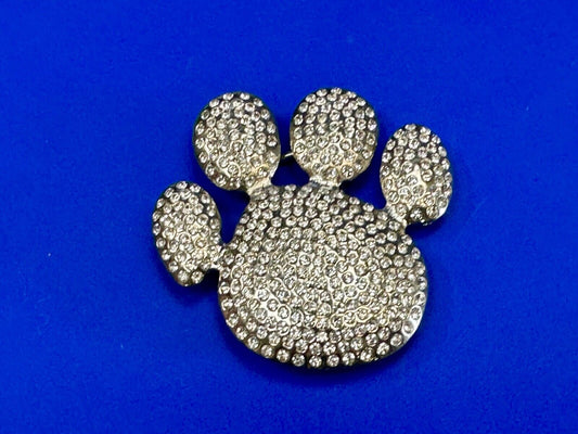 Bear Paw Print Silver Tone rhinestone covered belt buckle