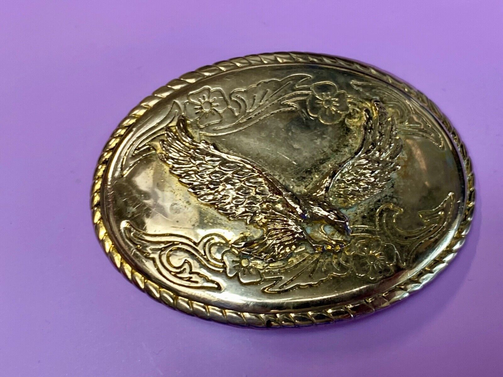 Vintage American Eagle Flying Proud belt buckle to restore