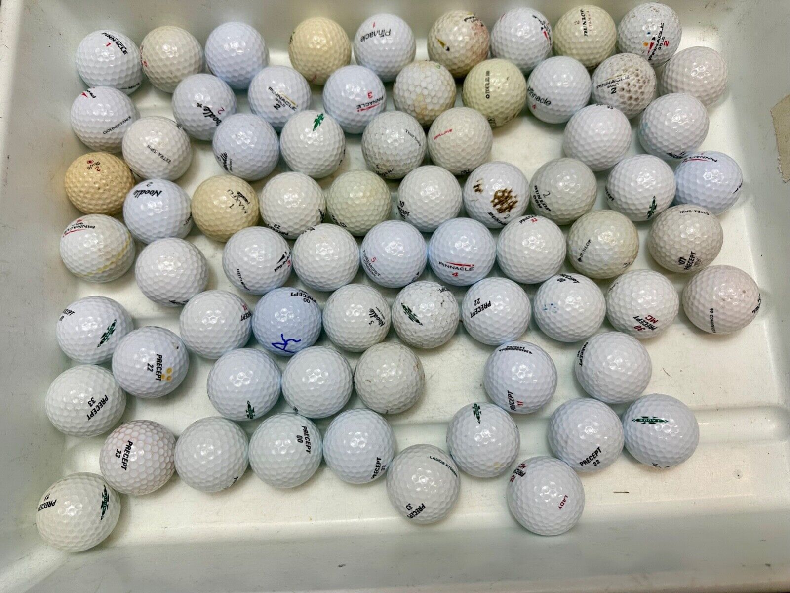 Around 75 used Golf Balls Lot Precept Noodle, Dunlop Pinnacle great for practice