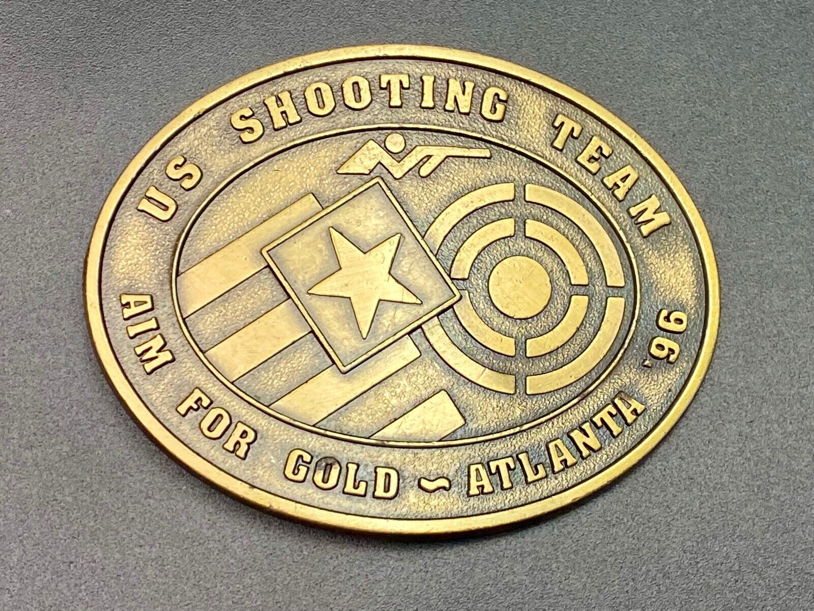 Usa 1996 Olympic Shooting Team - For Aim For Gold In Atlanta Belt Buckle 