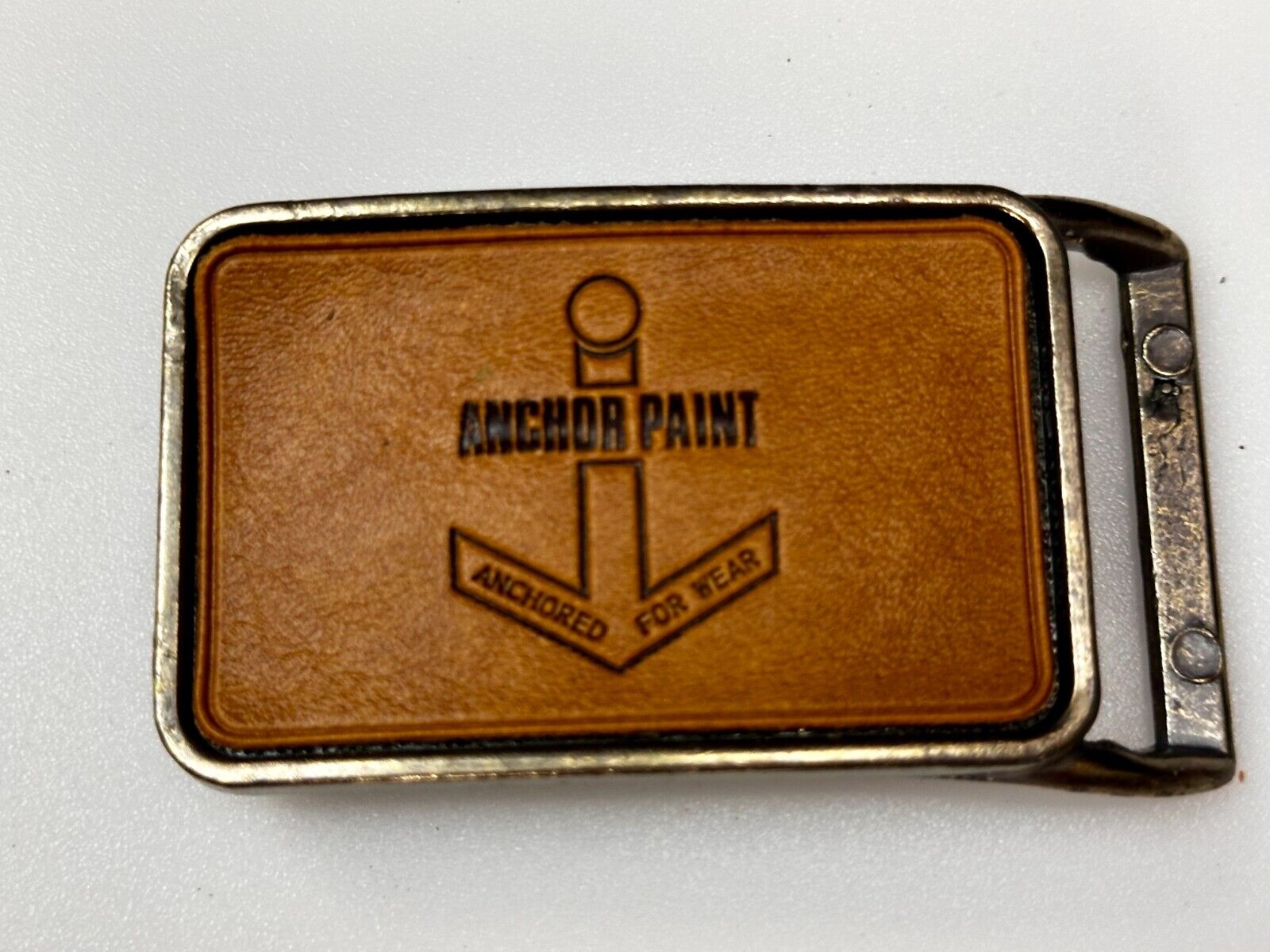 Anchor Paint Anchored For Wear Faux Leather on Metal Advertising Belt Buckle