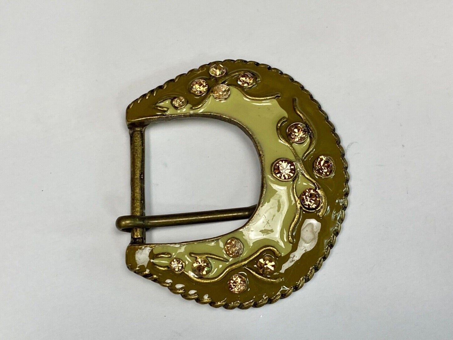 Unique Enameled Ranger Style Women's Rhinestone Accented Belt Buckle