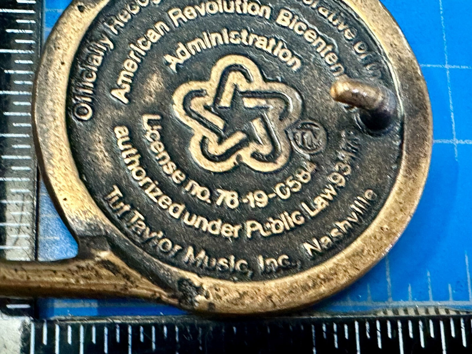 American Bicentennial Revolution Tough Taylor Music Solid Brass Belt Buckle