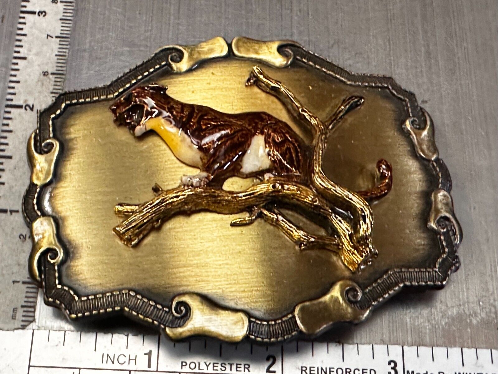 Angry Roaring Lion Tiger Cheetah In Tree Safari Animal Raintree Belt Buckle