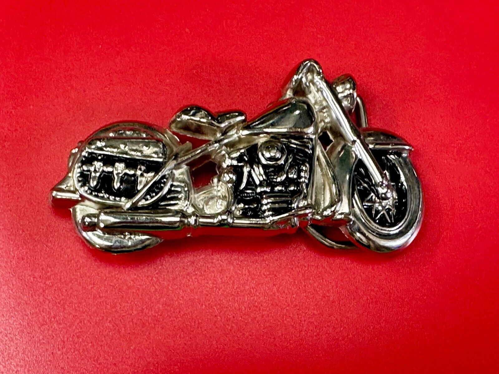 4" wide Figural Motorcycle W/ Saddle bag Silver color bikers belt buckle