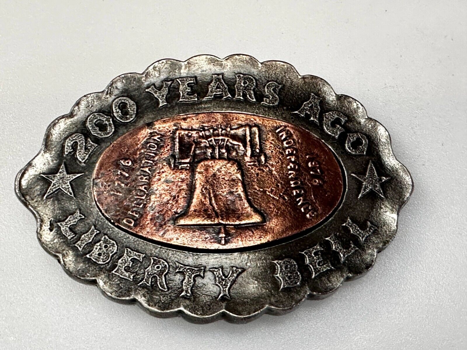 Usa Liberty Bell 200 Year Celebration Two Tone Patriotic Bergamot Belt Buckle