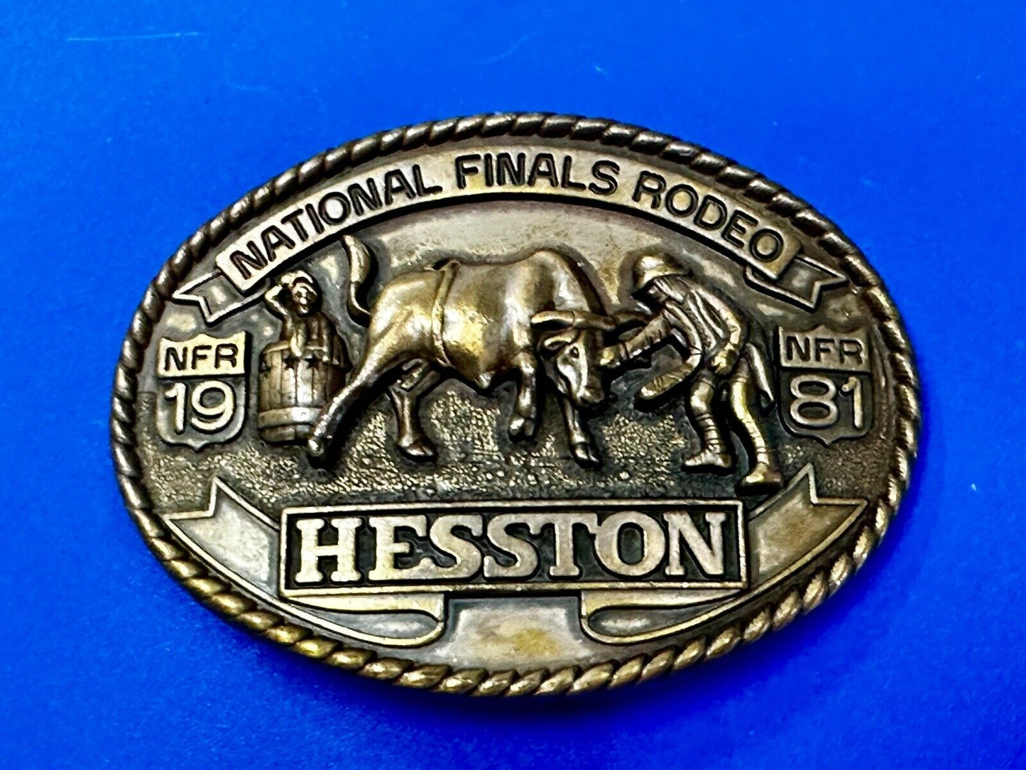 1981 NATINOAL FINALS RODEO NFR Commemorative Cowboys Art Belt Buckle