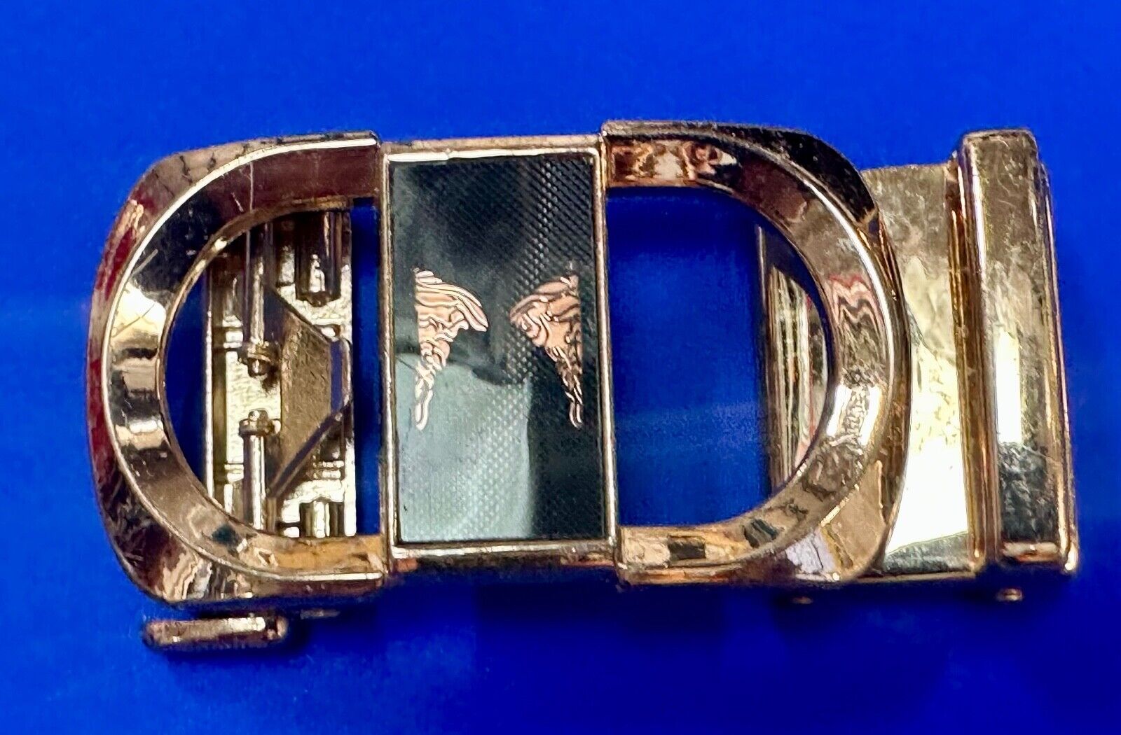 Black and Gold Tone Replacement Formal Dress Style Belt Buckle