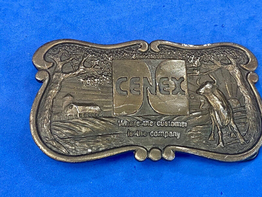 Vintage Belt Buckle CENEX The Customer is the company! Farmers Union Exchange