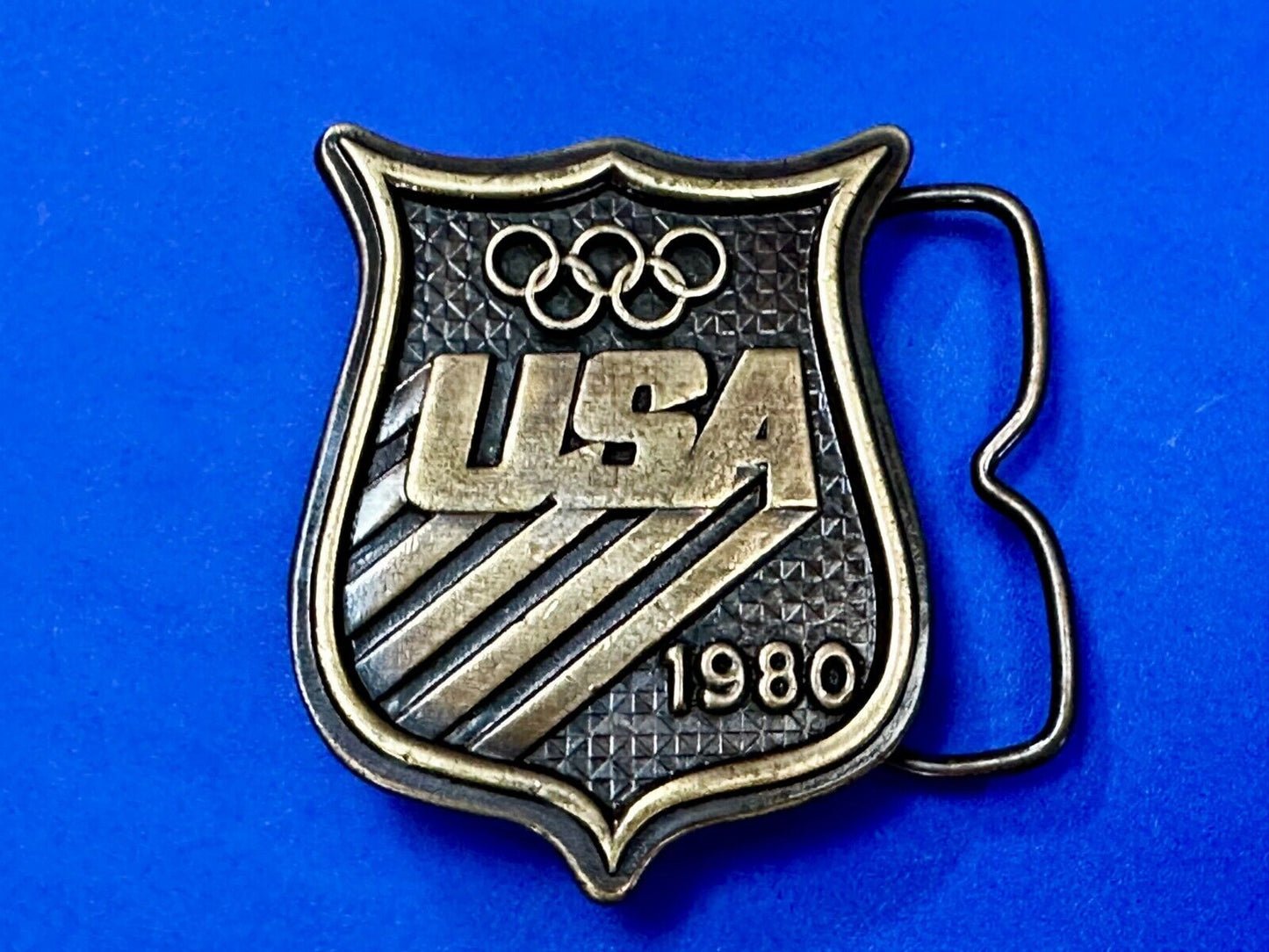 1980 USA Olympic Committee Bergamot Brass Works Vintage Belt Buckle Paul Rollins