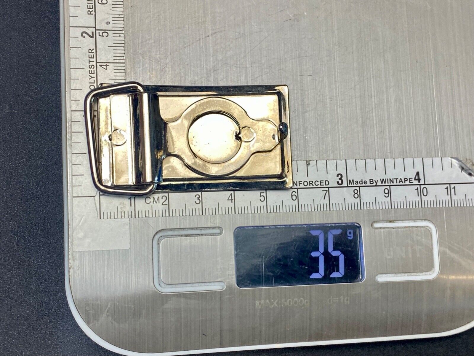 Vintage Etched silver tone rectangular belt buckle