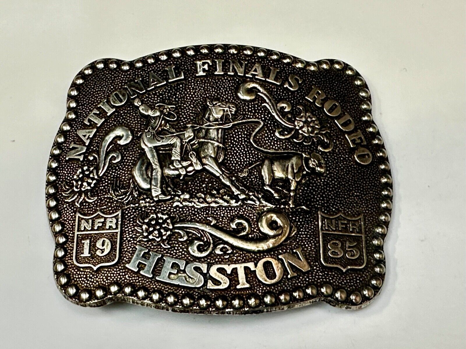 1985 NATIONAL FINALS RODEO NFR NOS ADULT SIZE  Cowboys Collectable Belt Buckle