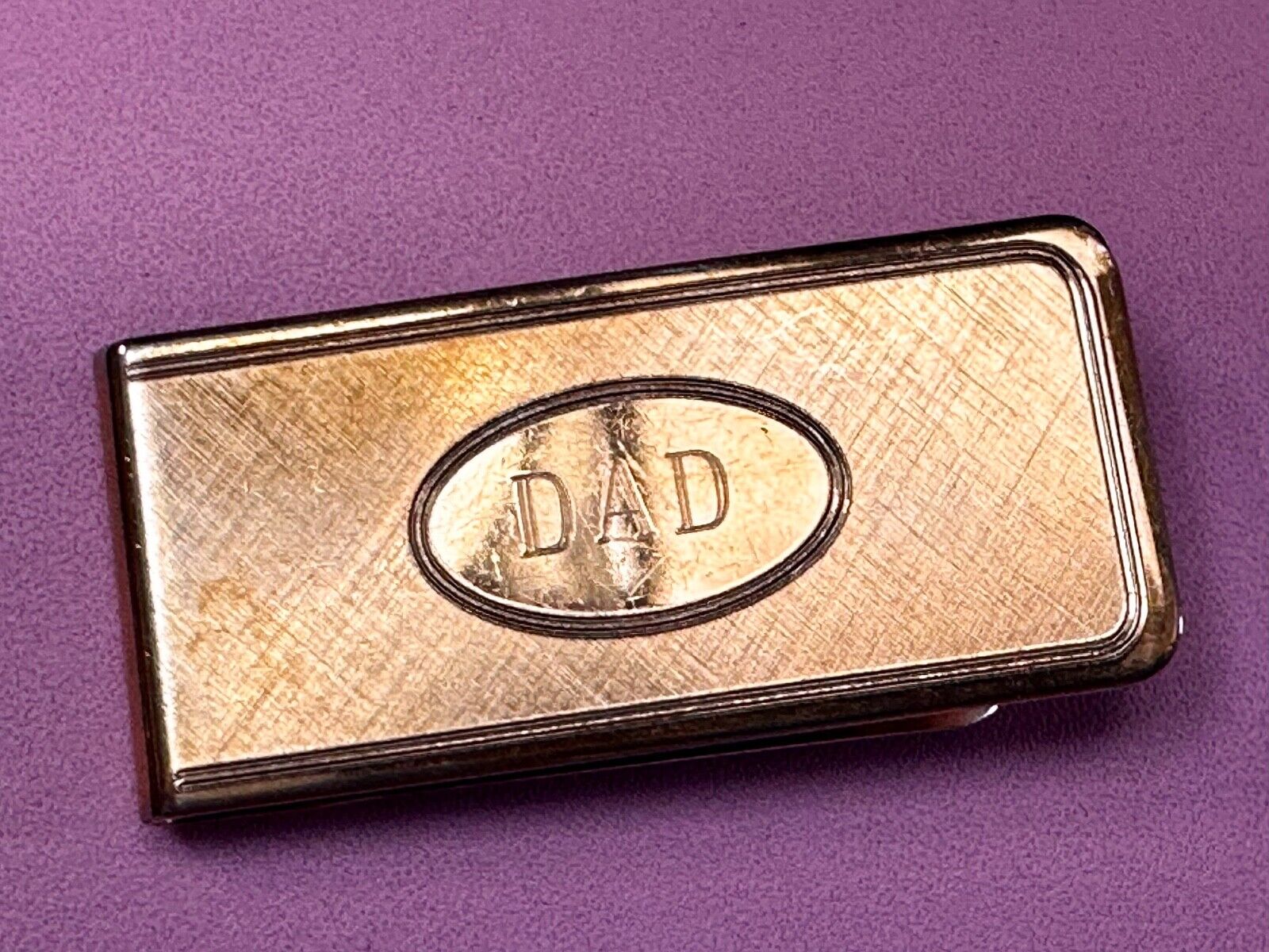 Vintage Gold Tone Money Clip Bill Holder Engraved DAD - Perfect Fathers Gift!