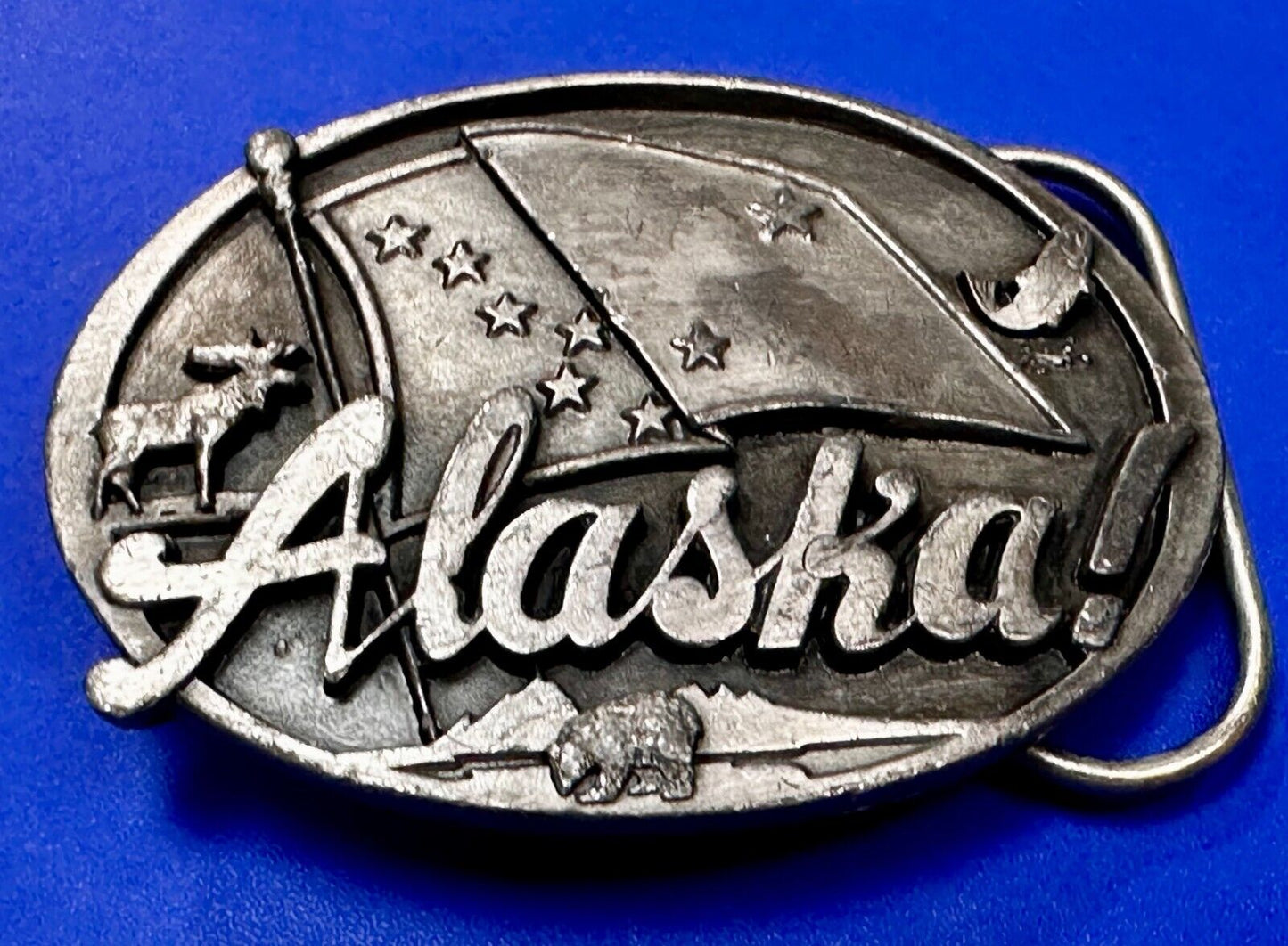 Alaska Flag Commemorative The Great Land Last Frontier State 1980's Belt Buckle
