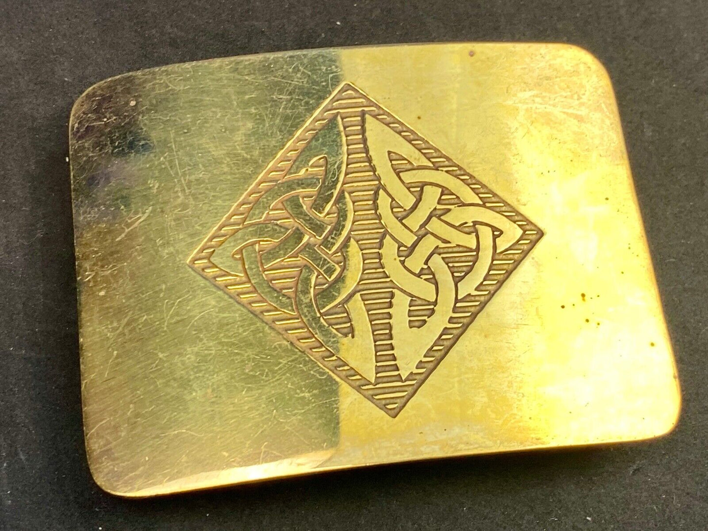 Antique Brass tone BOHO HIPPIE Ornate Lines Pattern Belt Buckle 