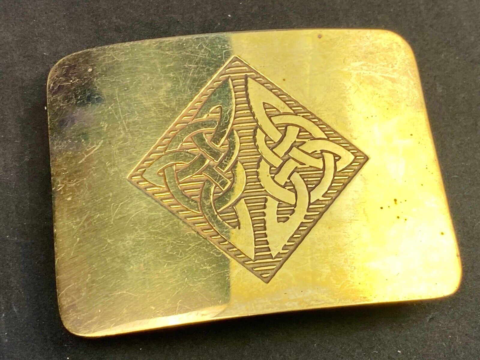 Antique Brass tone BOHO HIPPIE Ornate Lines Pattern Belt Buckle 