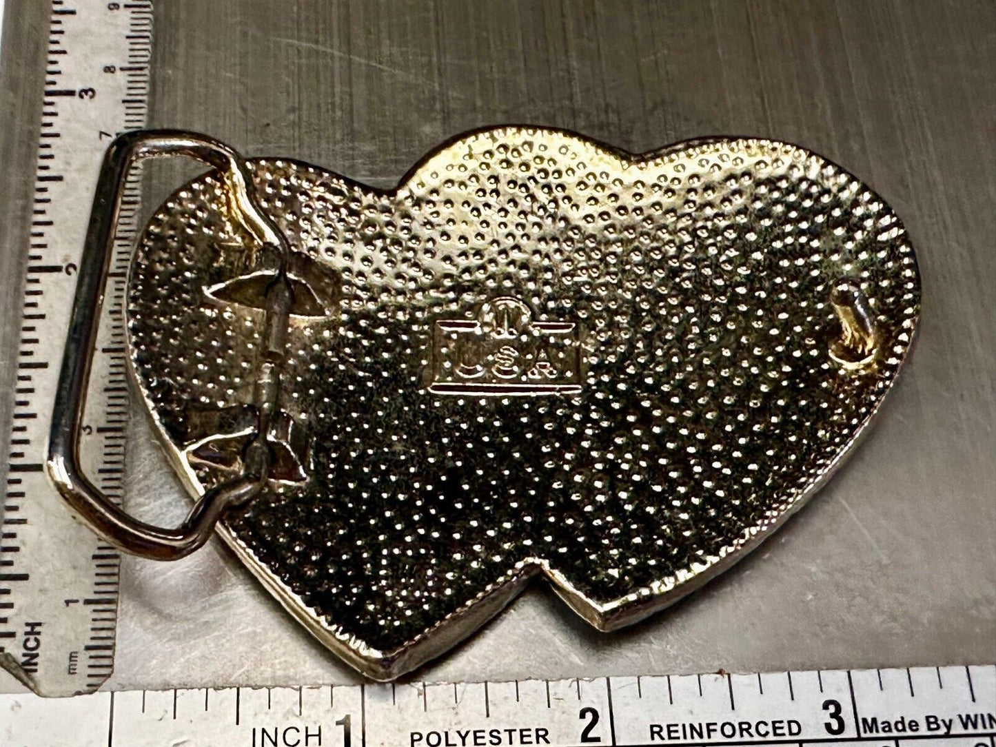 Twin Dual Hearts Horse Head Flower Swirl FloralWestern Belt Buckle W USA