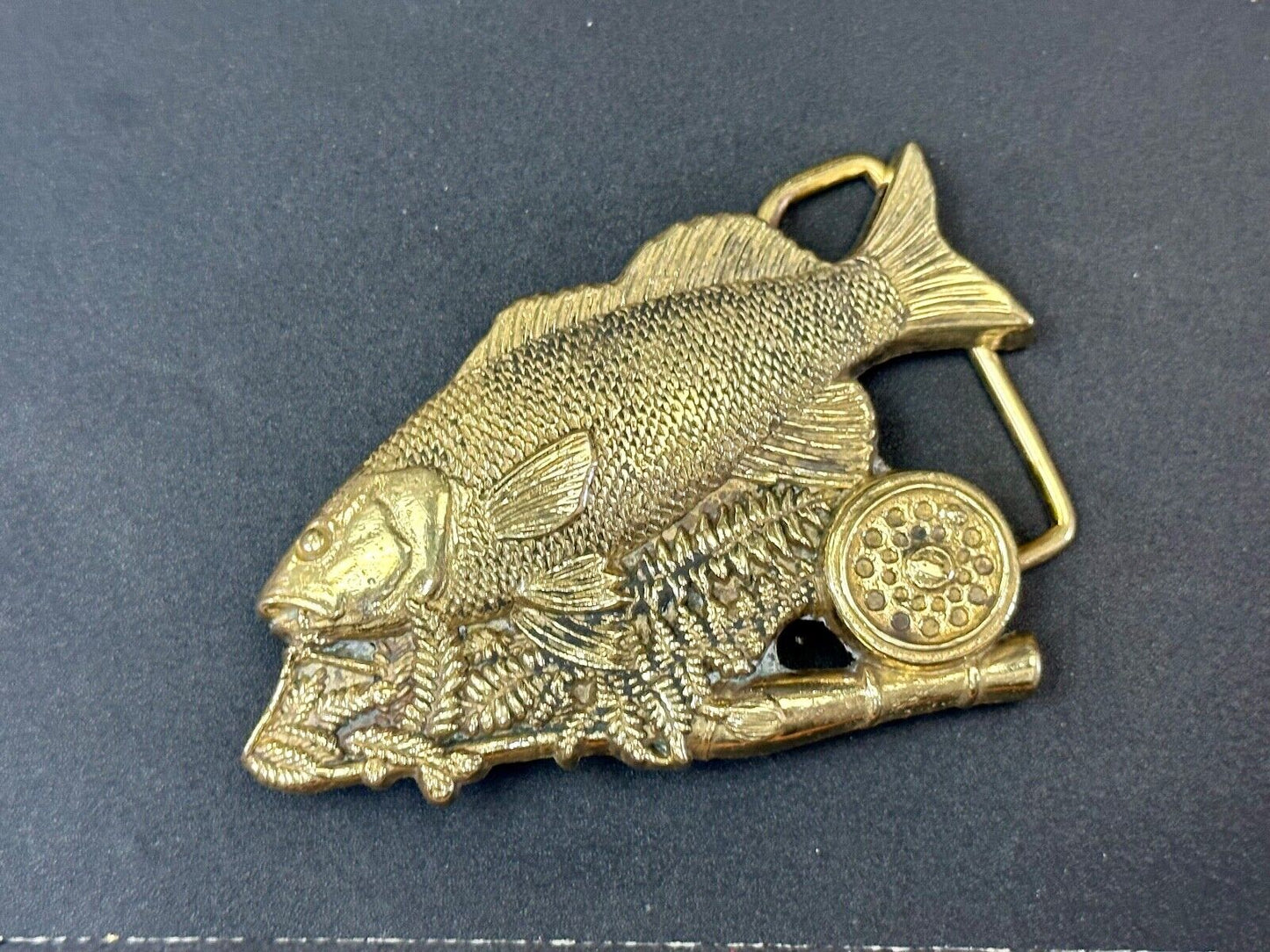 Trout Fishing Cutout sports fish vintage Baron Buckles solid brass belt buckle