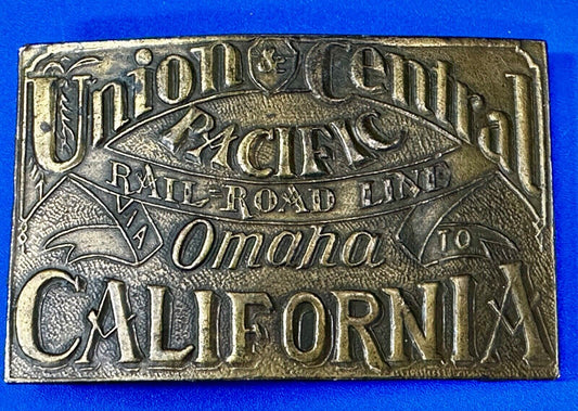 Union Central Pacific Railroad Line Omaha - California P-38 Bergamot Belt Buckle