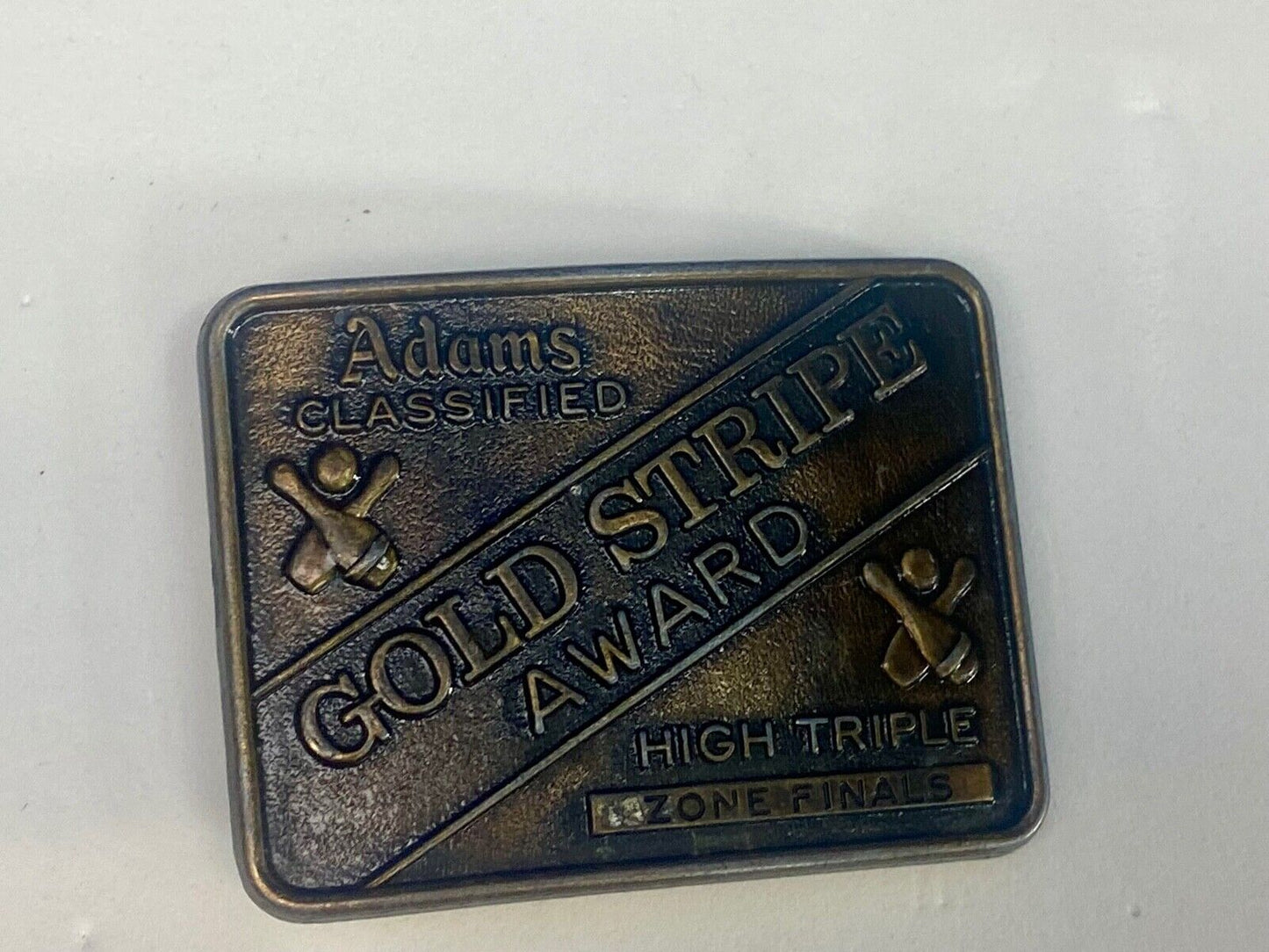 Adams Gold Stripe Bowling Award Belt Buckle Whiskey Co Zone Finals 
