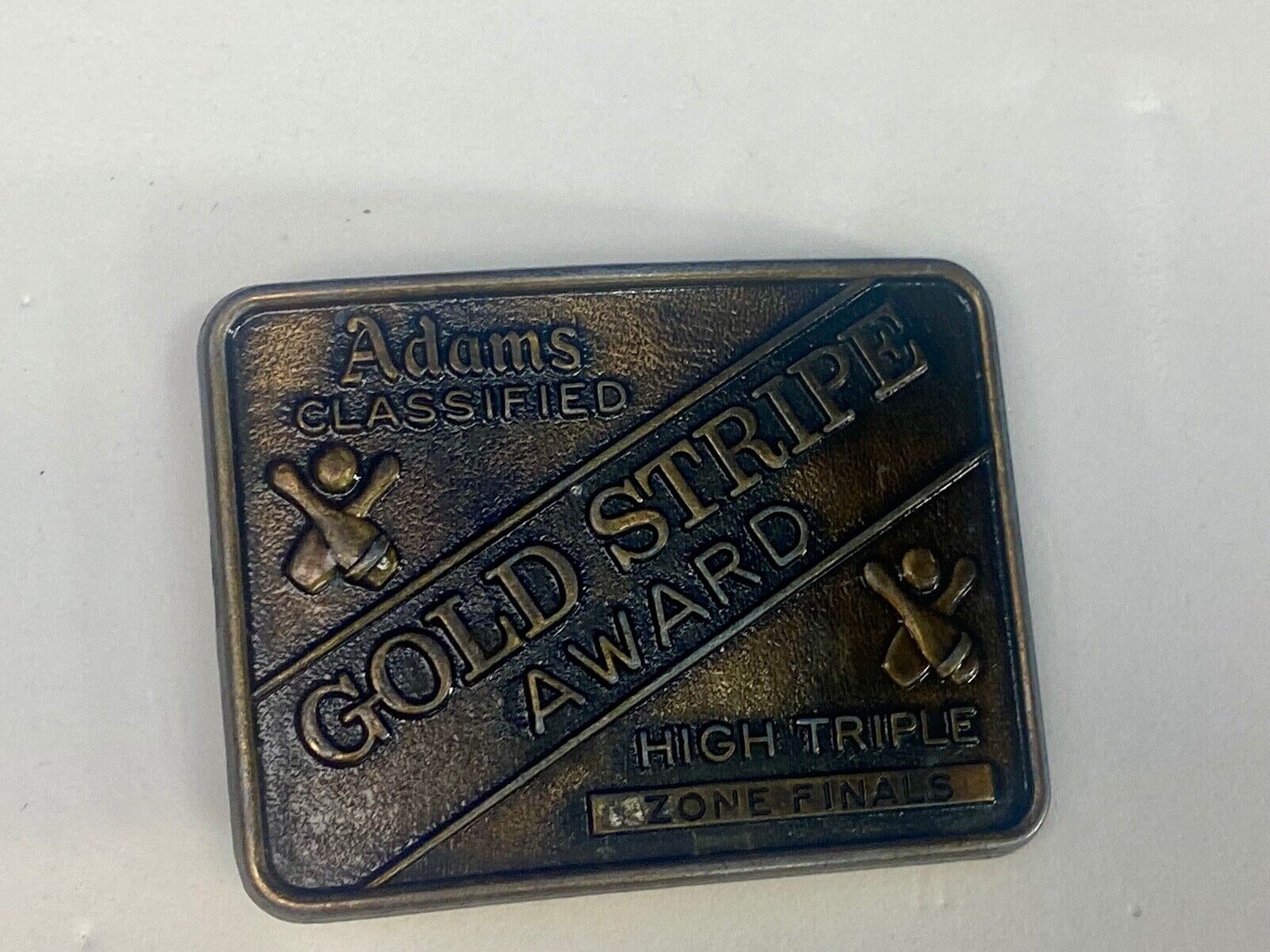 Adams Gold Stripe Bowling Award Belt Buckle Whiskey Co Zone Finals 