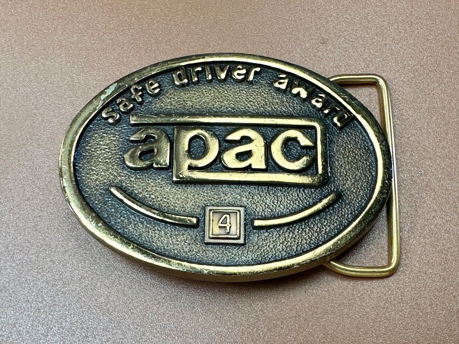 APAC Safe Driver Award belt buckle with 4 year pin by Jostens