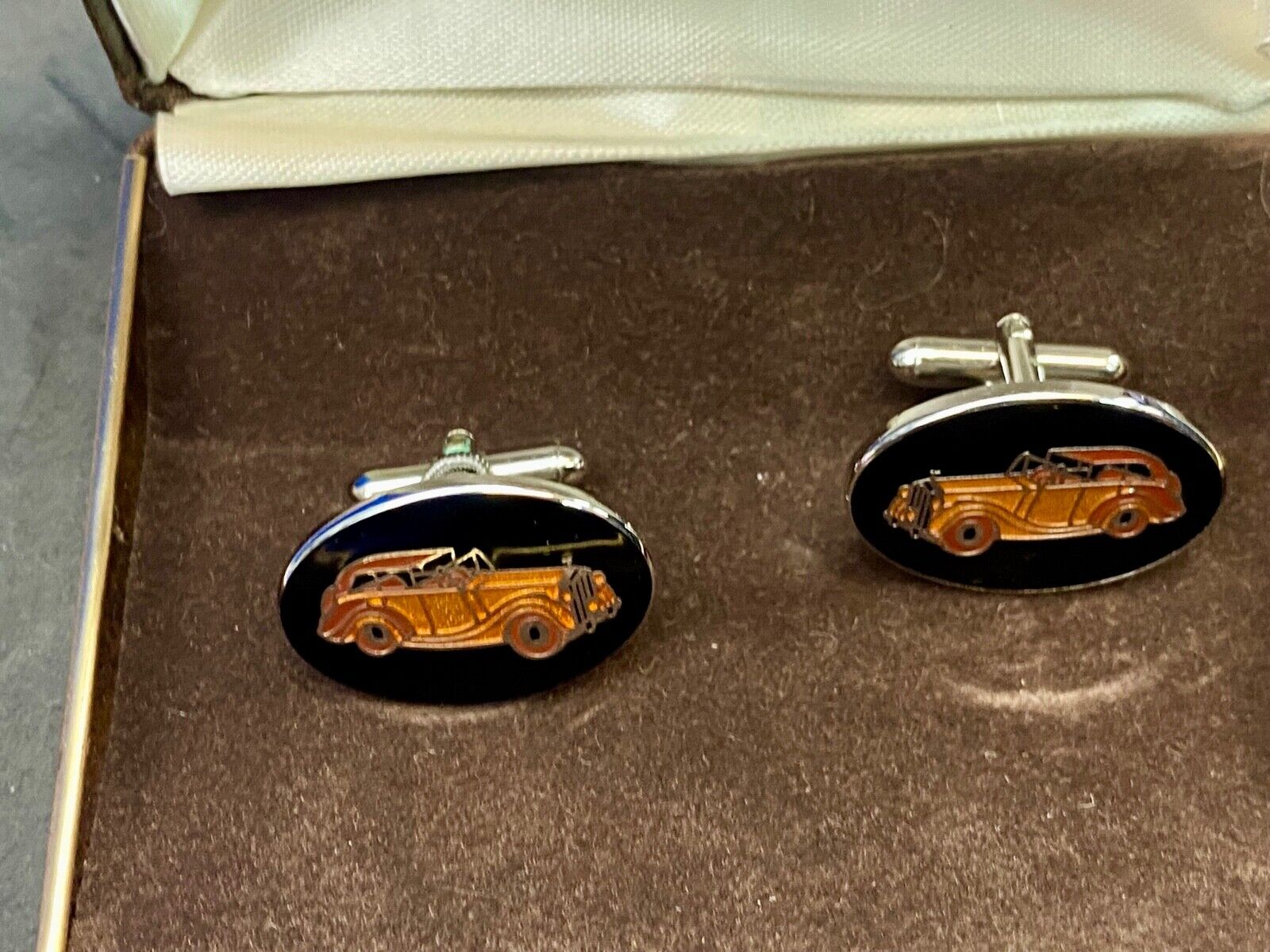Vintage Car Collectors Mens Cufflinks In Original Brown Gift Box 