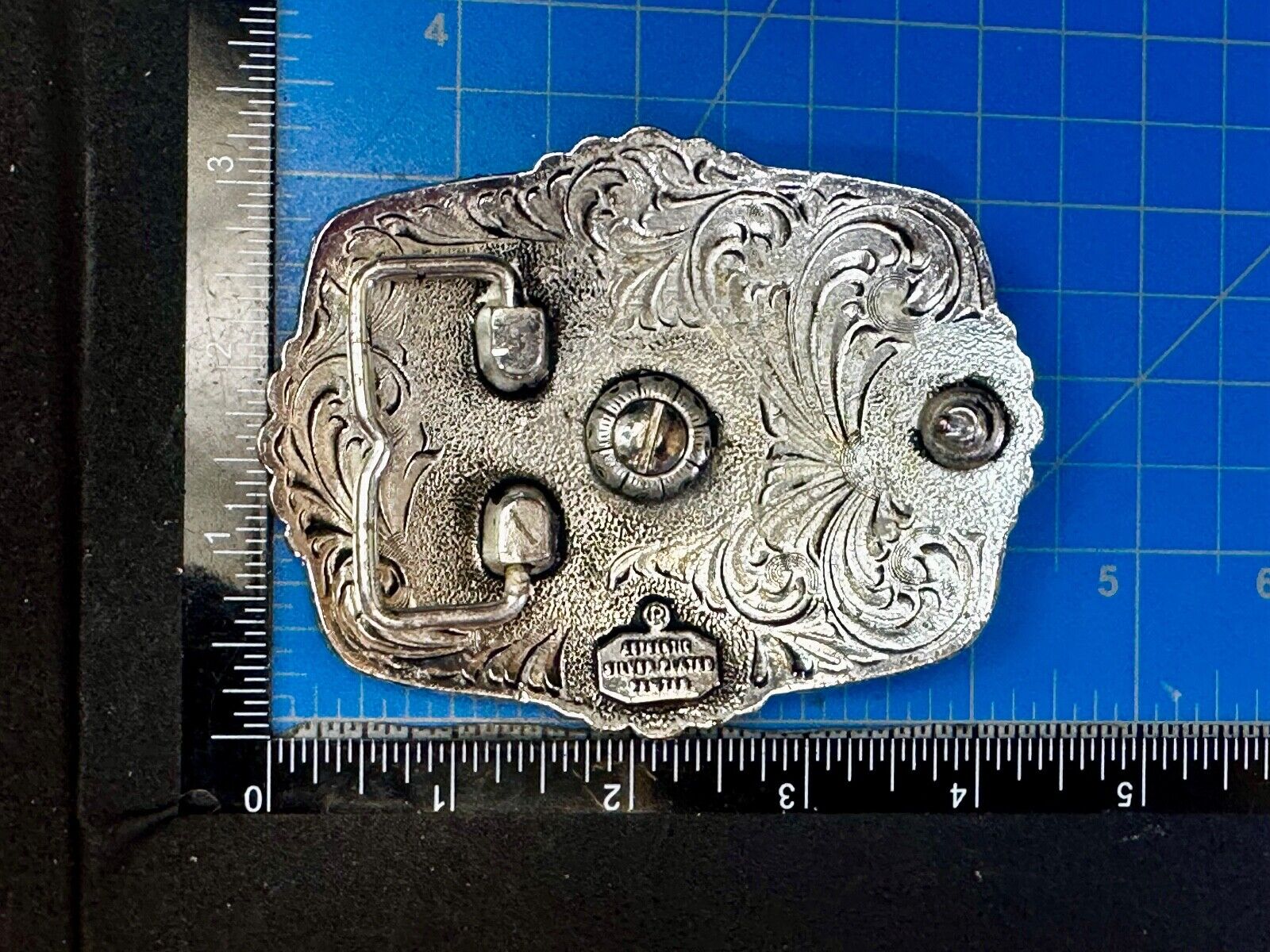 Authentic Silver Plated Western Cowboys flower swirl design Large Belt Buckle