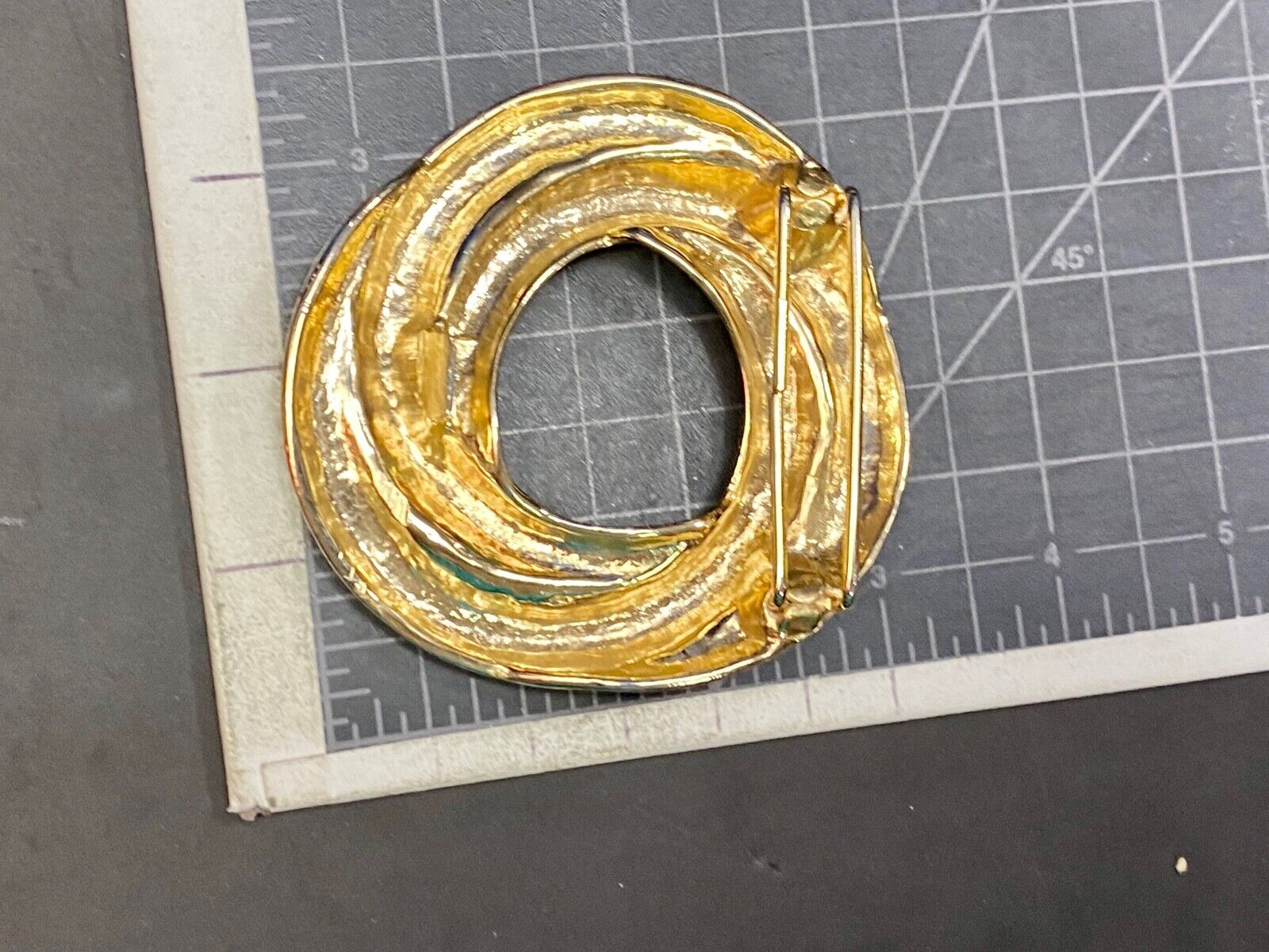 Vintage Gold Tone Multiple Stacked Rings Victorian Dress Belt Buckle 