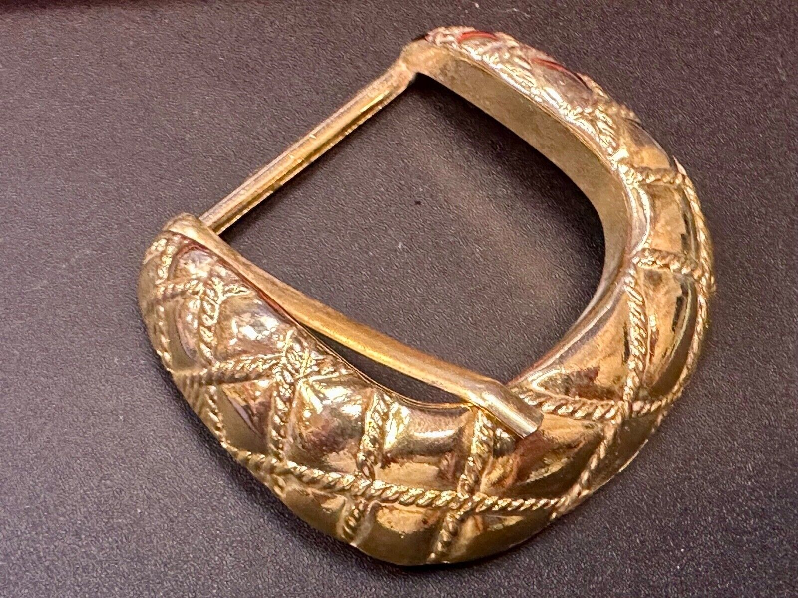 Vintage gold tone weave pattern Replacement belt buckle ET-3318