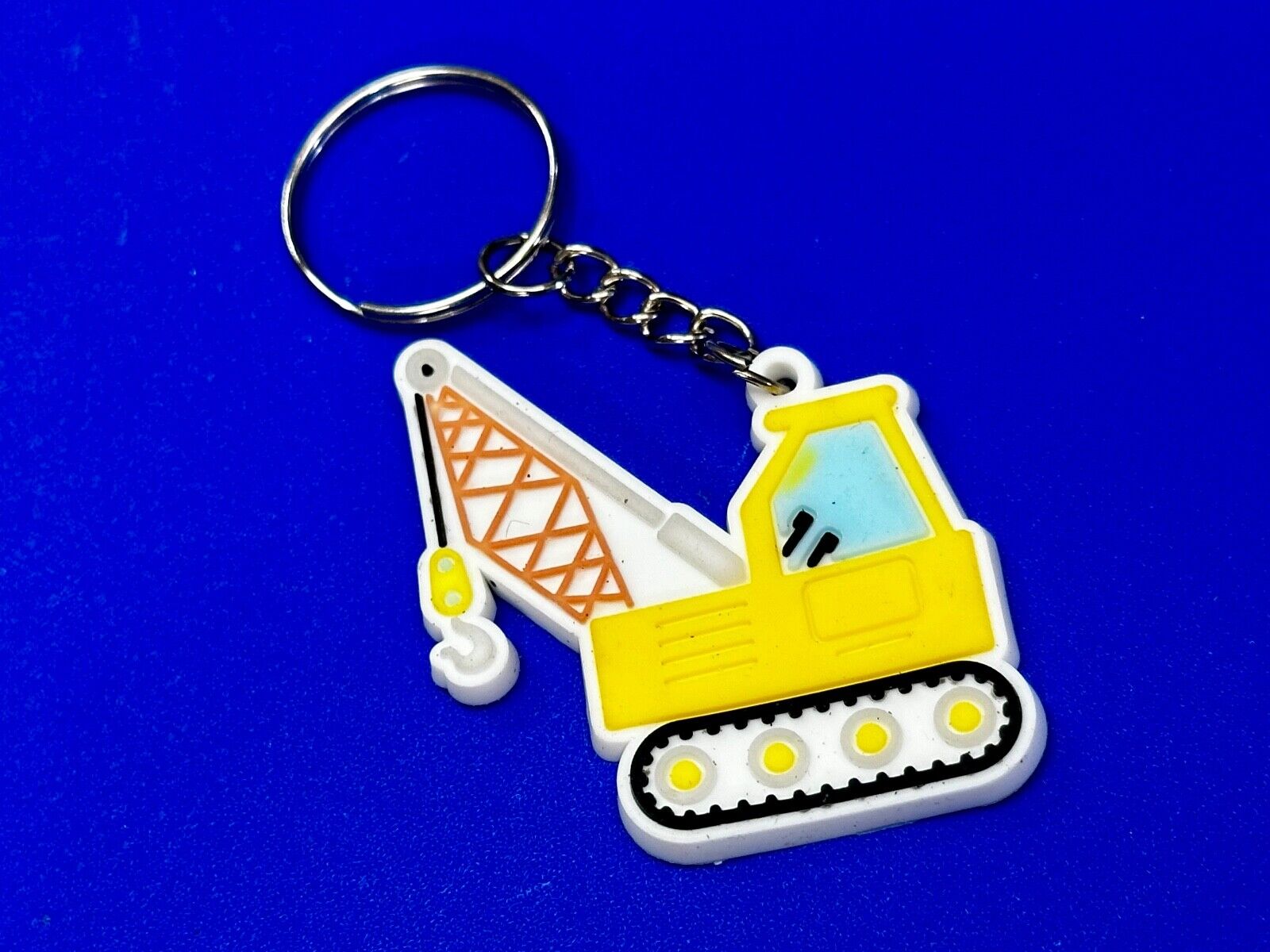 Toy Construction Crane Job Work Site Truck Keychain - Key Ring Chain