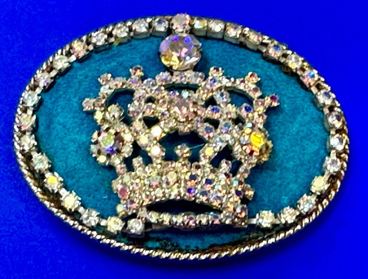 Bejeweled Gorgeous CROWN - Art artisan oval Belt Buckle