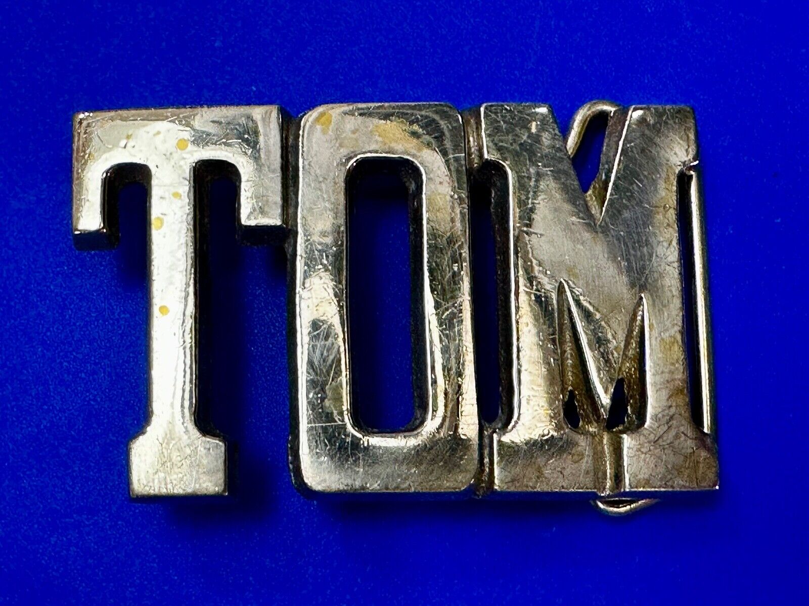 TOM - Custom Name cutout block letters Solid Brass Belt Buckle by Baron