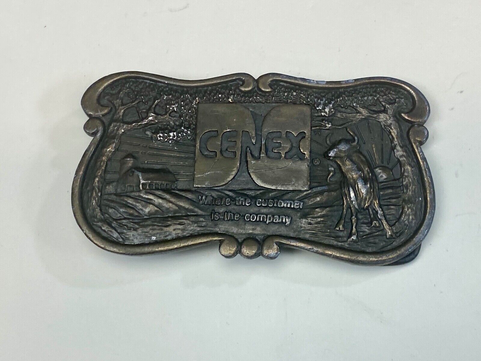 Vintage Belt Buckle CENEX The Customer is the company! Farmers Union Exchange