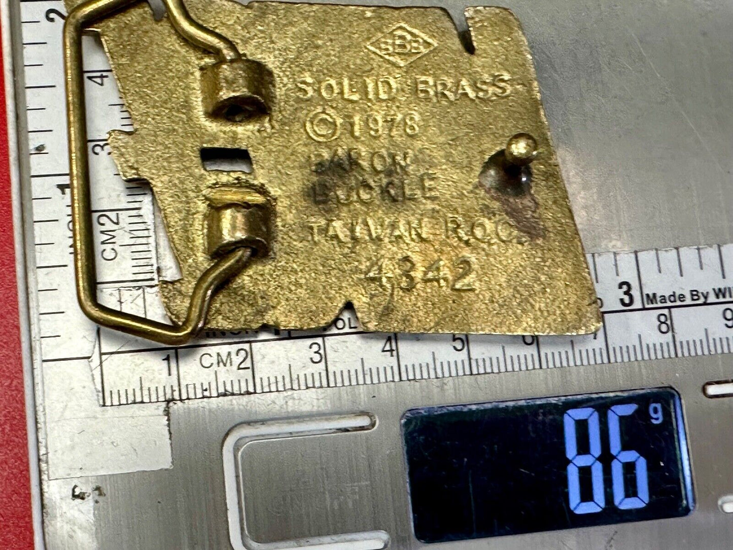 VINCE  custom name cutout block letter solid brass belt buckle by Baron Buckles