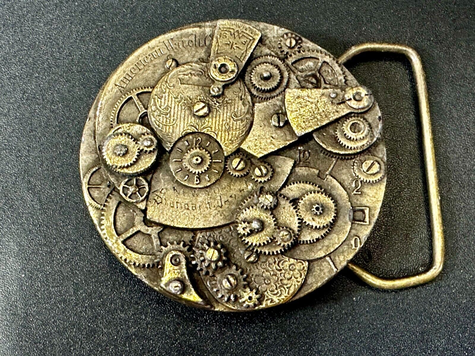 American Watchmakers Watch Parts Steampunk Gears Clock Round Belt Buckle