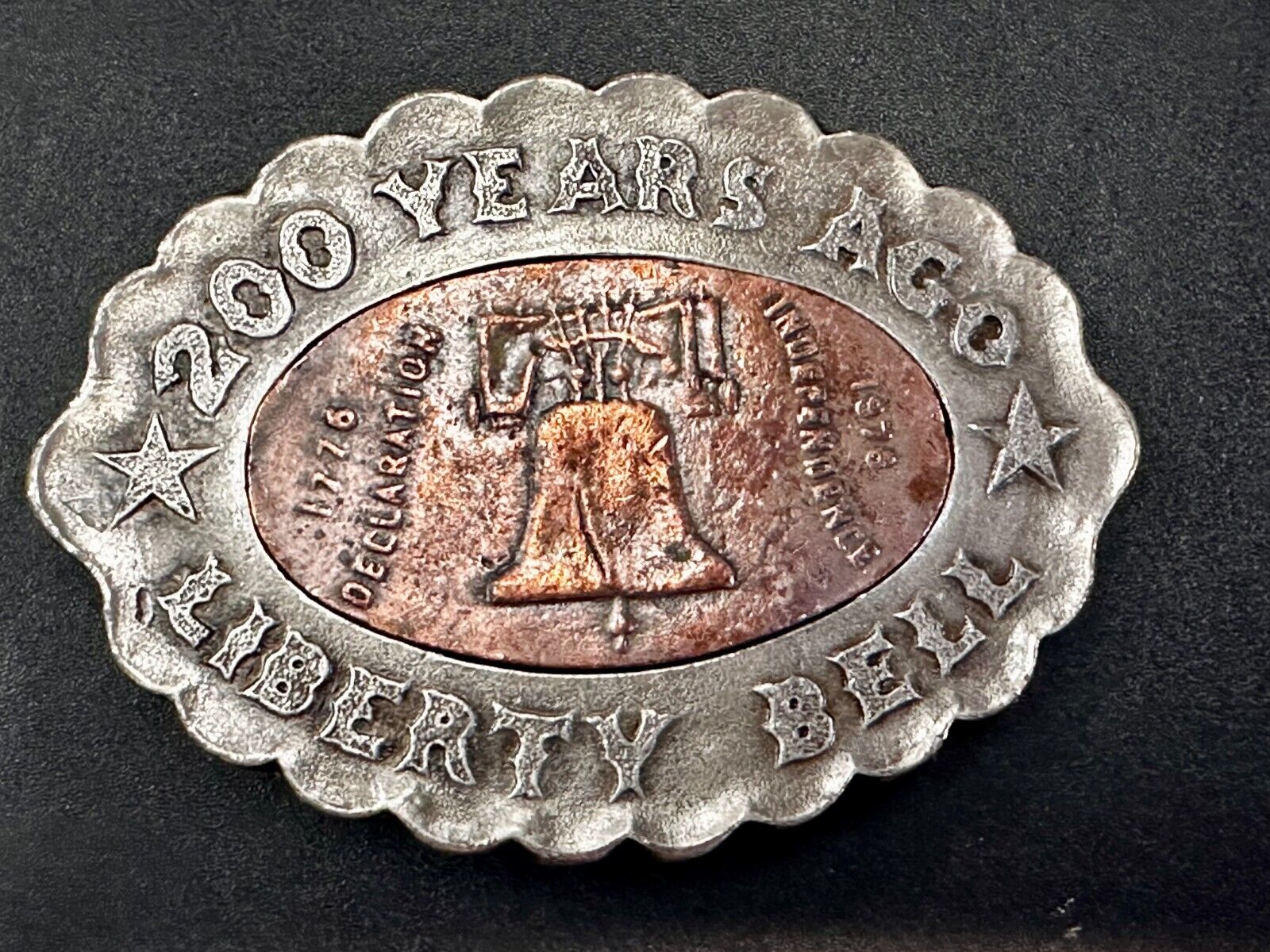 USA Liberty Bell 200 Year Celebration two tone Patriotic Bergamot Belt Buckle