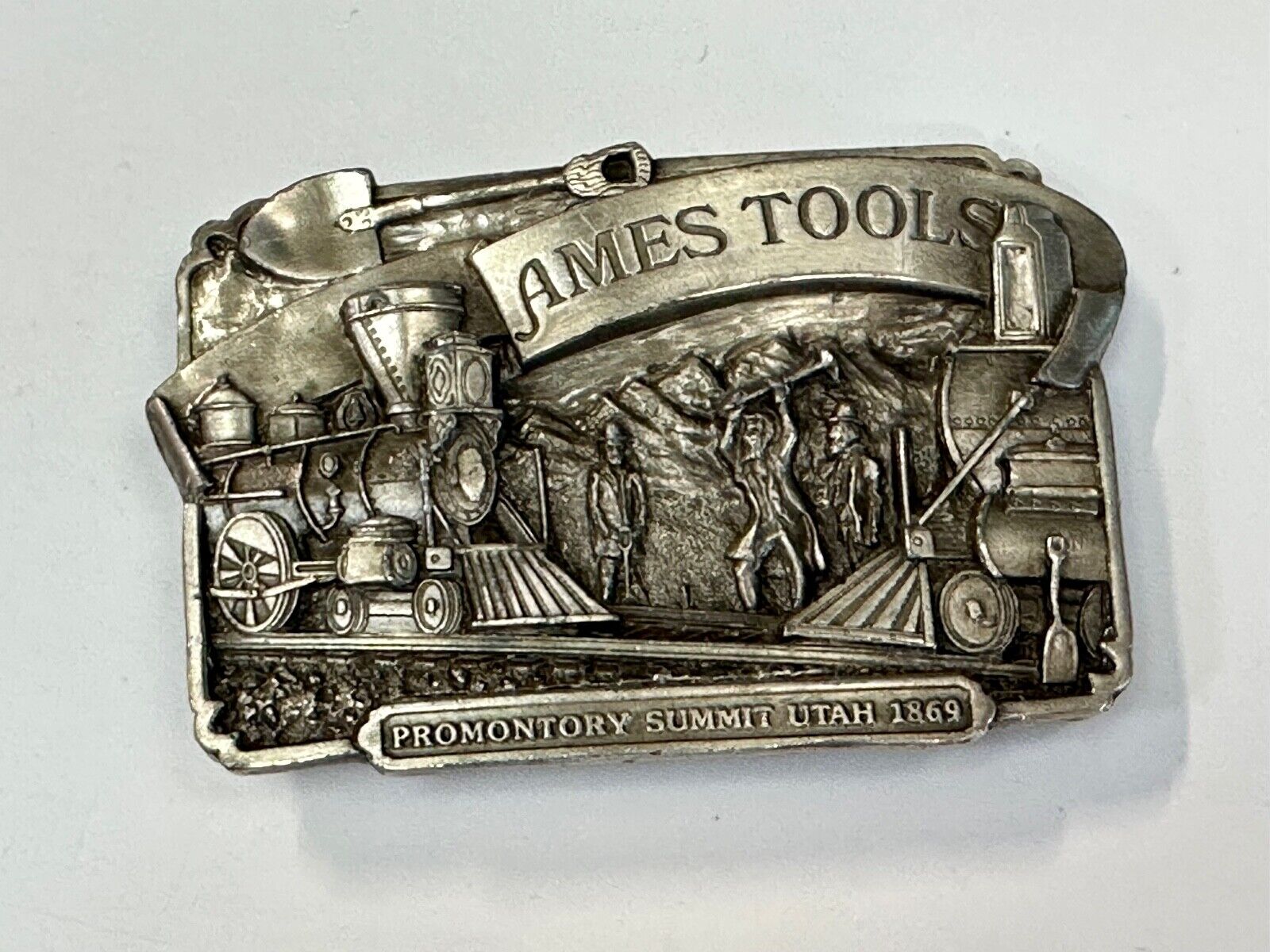 Ames Tools Promontory Summit Utah 1869 Train vintage 1972 Siskiyou belt buckle