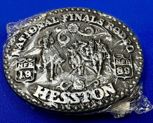 1989 NFR National Finals Rodeo  NOS Youth Size Hesston Commemorative Belt Buckle