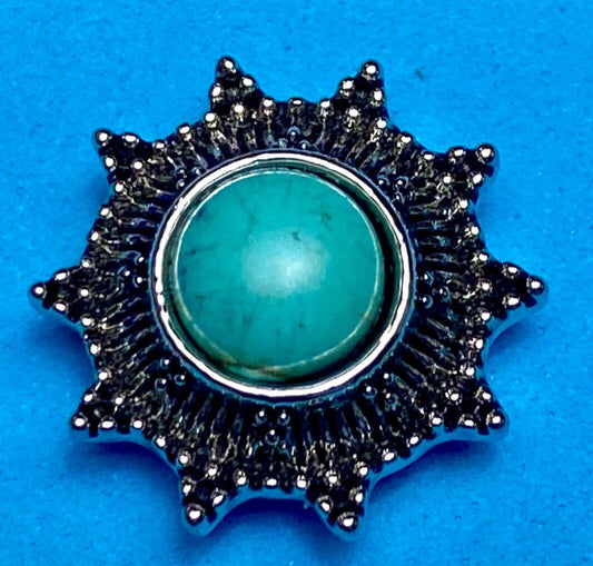 Turquoise colored centerpiece sunburst 18mm Ginger Snap Magnolia And Vine