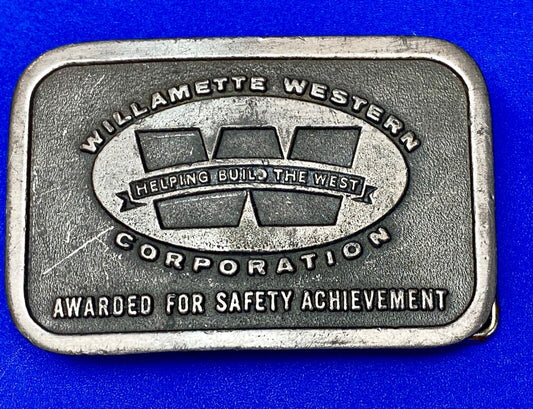 Vintage 1980's Willamette-Western Corporation Safety Award Hitline Belt Buckle