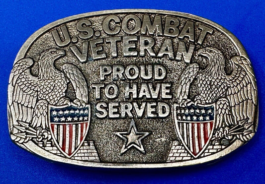 US Combat Veteran - Proud to have served our country Vintage Belt Buckle