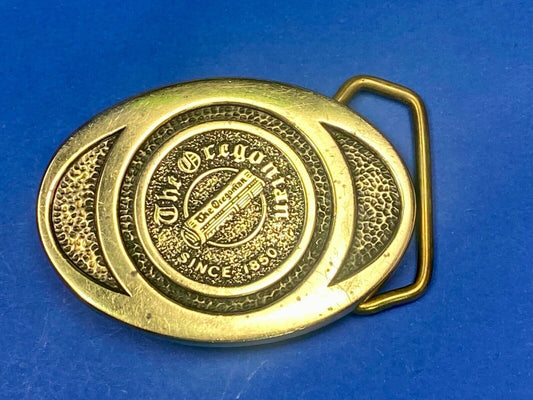 The Oregonian Portland News Paper Vintage Bts Brass Belt Buckle  Since 1850