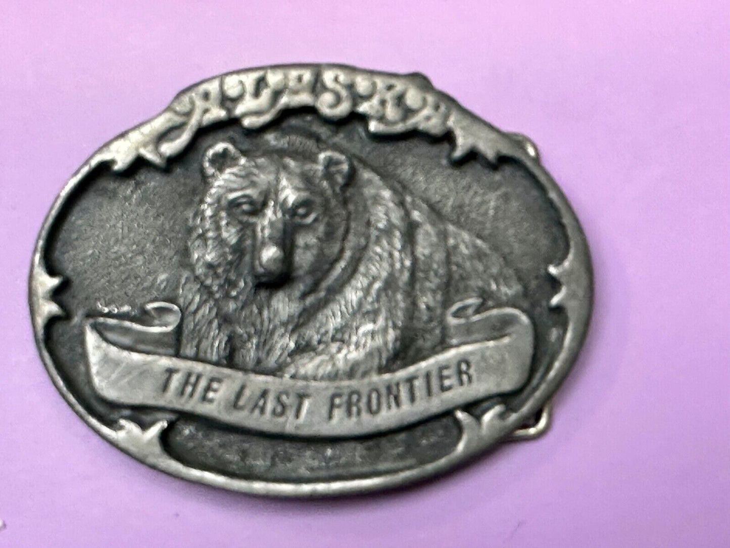 Alaska Grizzly Bear - The Last Frontier Belt Buckle by Alaska Frontier Arts