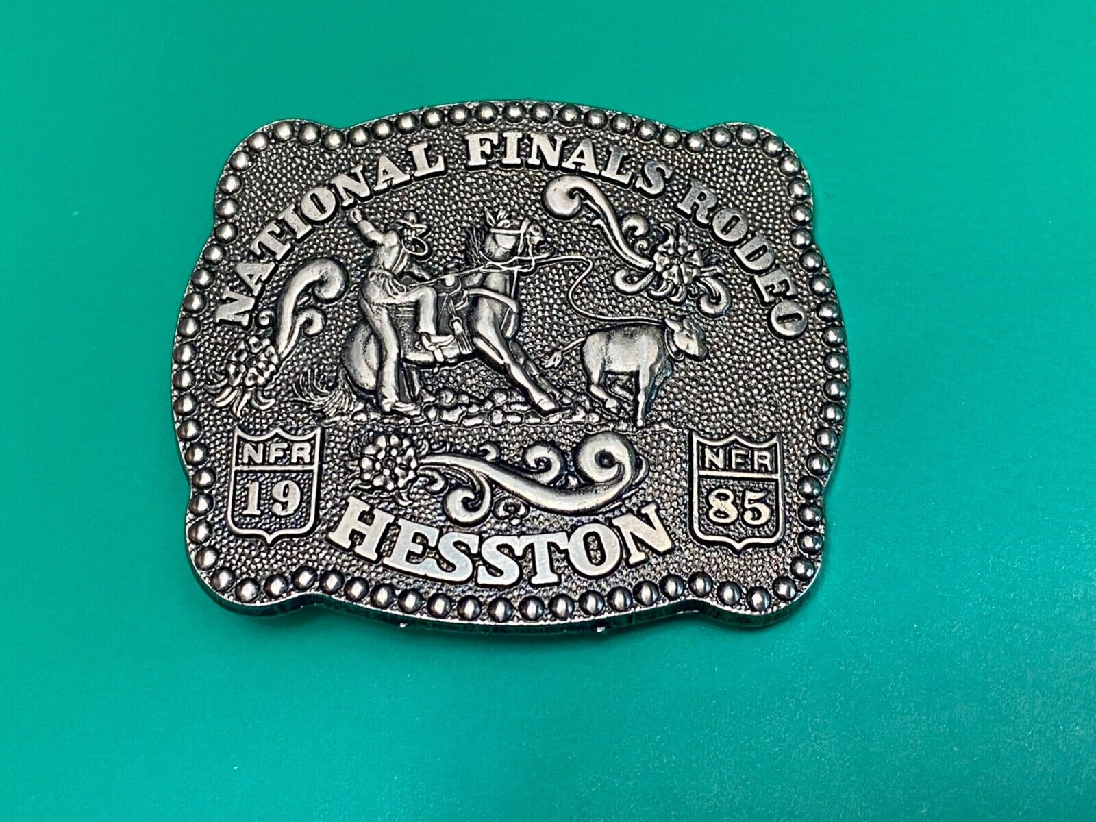 1985 Hesston Youth size third edition Nation Finals Rodeo NFR belt buckle